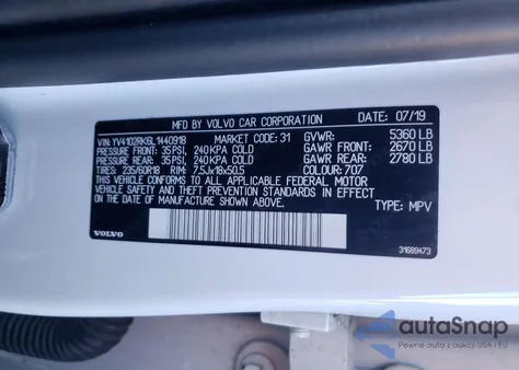 2020 Volvo Xc60 T5 Momentum from USA, damaged, VIN YV4102RK6L1440918